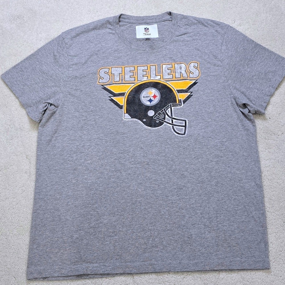 Pittsburgh Steelers NFL Team Apparel Mens XXL Gray Short Sleeve T Shirt 2XL